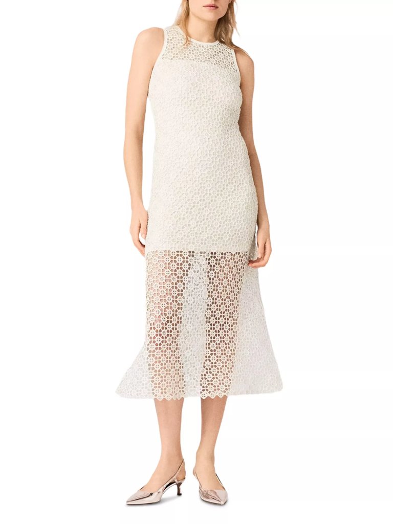 Maje Resilla Rhinestone Crochet Maxi Dress